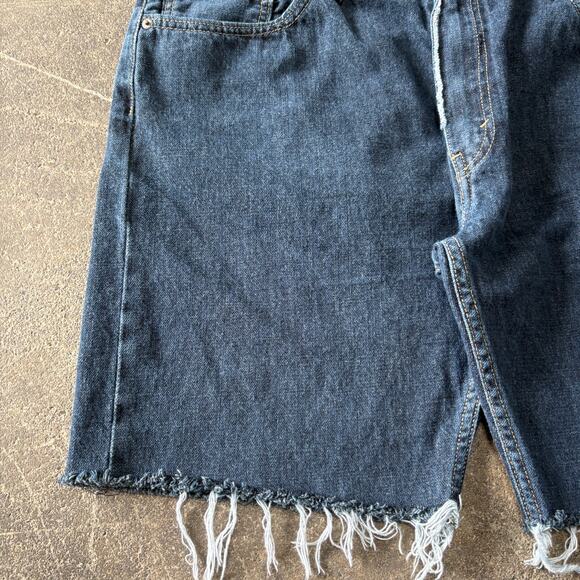 Levi's Cut Off Denim Jean Shorts Mens 40 Blue Jorts Dark Bermuda Grunge 9" 505 - Picture 2 of 9